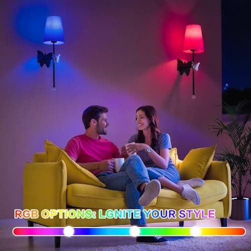 MHSNL Black Wall Lights Battery Operated Set of 2, Rechargeable Wall Lights with Butterfly, Battery Powered Sconces Indoor Wall Lamps for Bedroom Living Room Hallway Stairs Bathroom - Thumbnail 6