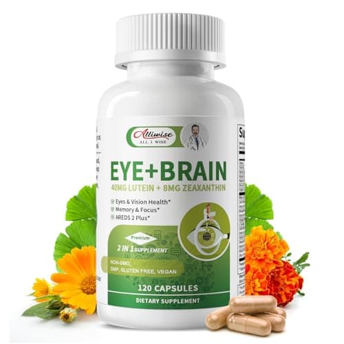 Alliwise Lutein Eye Vitamins 14 in 1 Supplement Eye Vitamins for Ocular Health, Dry Eye Support, Memory & Focus Supplement, Contains Lutein, Zeaxanthin, Zinc, Vitamins A/C/E, 120 Capsules - Image 1