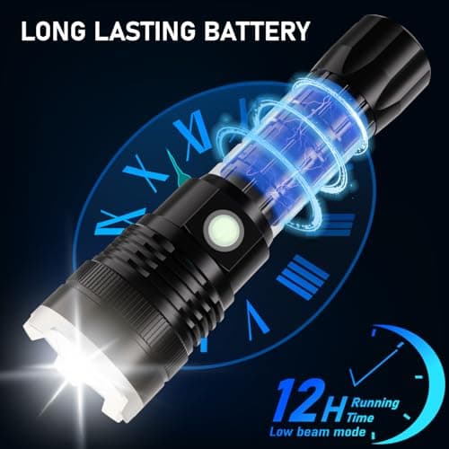 Starlume LED Flashlights High Lumens, 90000lm Super Bright Rechargeable Flashlight, Zoomable, 5 Modes, Waterproof, Powerful Tactical Flash Light for Camping, Hiking, Outdoor, Emergencies, Home & Gifts - Thumbnail 4