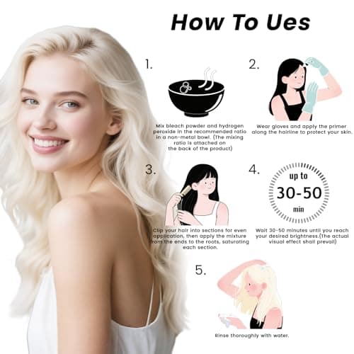Hair Bleach, Professional Grade Bleach for Hair, Mild Bleach Powder Quickly Remove Hair Color for Hair Highlights & Lightening-A (45g /1.5 oz) - Thumbnail 6
