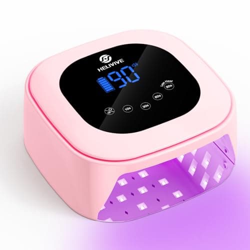 HELIVIVE Cordless UV LED Nail Lamp, 80W Rechargeable Nail Dryer with 4 Timers, Atmosphere Light & Mirror Base, UV Light for All Gel Nails, Ideal for Training,Nail Art Practice,Home & Salon Use (Pink) - Image 1