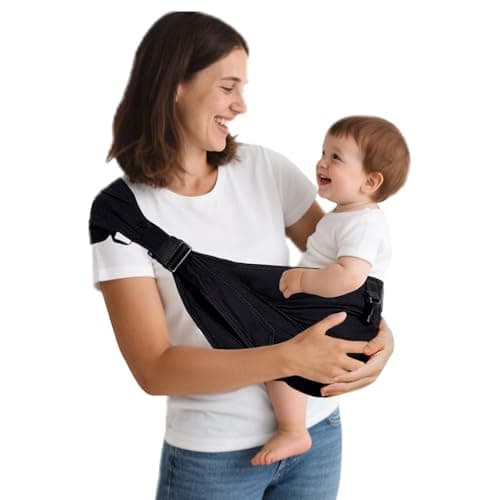Baby Sling Carrier Newborn to Toddler, Lightweight Baby Carrier Sling, Baby Wrap Sling, Baby Hip Seat Carrier for Toddler Sling, Baby Holder Carrier, Nursing Sling, Carrying 8-35 lbs, (Black) - Image 1