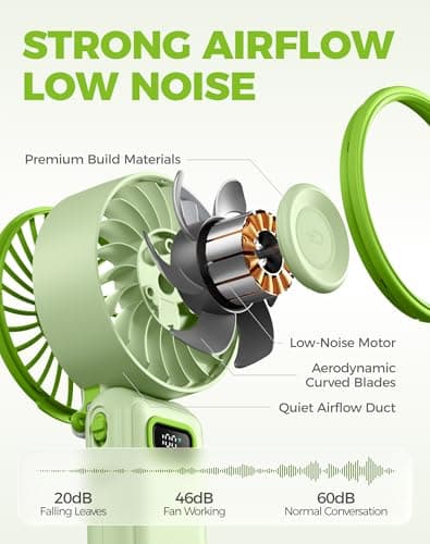 Diveblues Portable Turbo Fan, 100 Speed Handheld Fan with Strong Airflow, Foldable 4 in 1 Personal Fan for Neck, Desk & Travel, USB-C Rechargeable, Lightweight for Summer, Concerts & Outdoor Use - Thumbnail 6