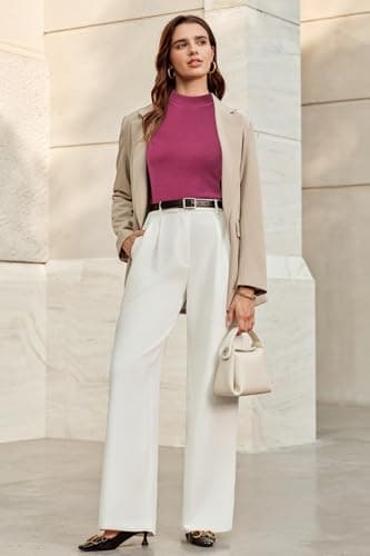 Arach&Cloz 2026 Tank Tops for Women Spring Summer Sleeveless Sweater Tops Vest High Mock Neck Soft Stretchy Cute Fashion Dressy Business Casual Outfits Trendy Capsule Wardrobe Slim Work Top Red M - Thumbnail 3