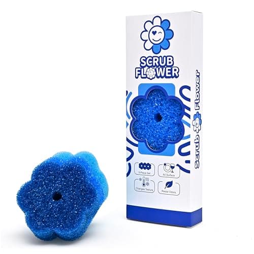 Scrub Flower Temperature Sensitive Sponges -Non-Scratch Scrubbers for Kitchen & Home - Firm in Cold & Soft in Warm Water - Odor Resistant Color-Coded Dish Sponges (Sapphire Hydrangea, 3 Count) - Image 1