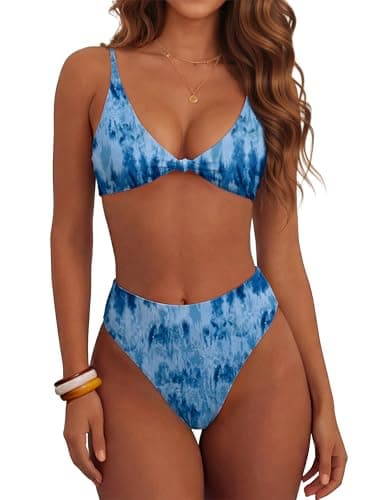 ANRABESS Bikini Sets for Women V Neck Knot Front Two Piece Swimsuits Bathing Suit 2026 Summer Beach Sexy Swimwear Small - Image 1
