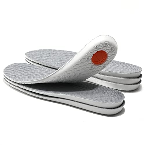 XINIFOOT 3 Pairs Premium Comfort Shoe Replacement Insole, Shock Absorption Elastic Cushion Inserts, Breathable Shoe Inner Soles for Men Gray - Image 1