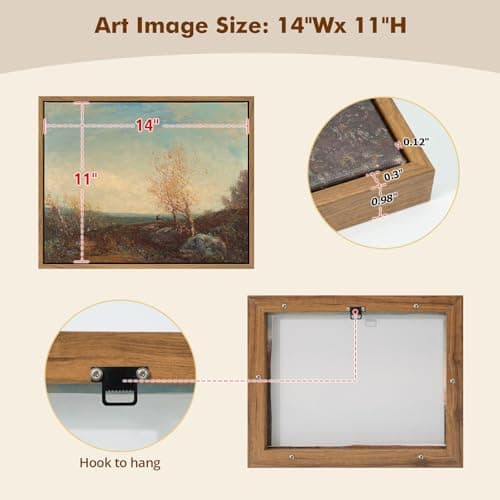 DAJONART Vintage Floating Frame Wall Art Landscape Hudson River Canvas Prints Wall Decor, Antique Framed Christmas Gift for Farmhouse Rustic Home, 11"x14" - Thumbnail 5