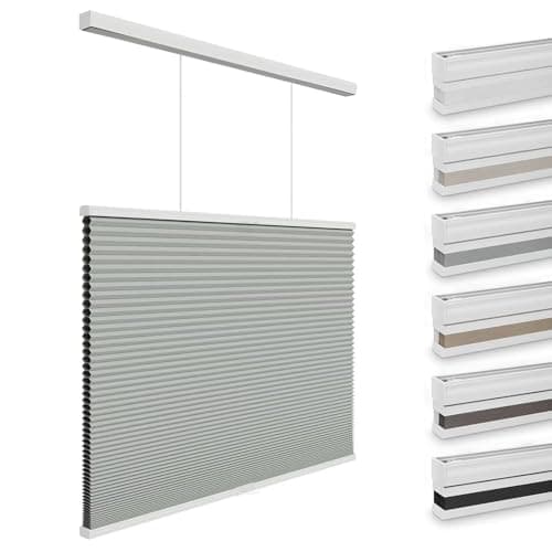 Changshade Top Down Bottom Up Blackout Cellular Shades, Cordless Honeycomb Blinds for Windows, Light Blocking & Total Privacy for Day Sleepers,Gray,19" W*36" H - Image 1