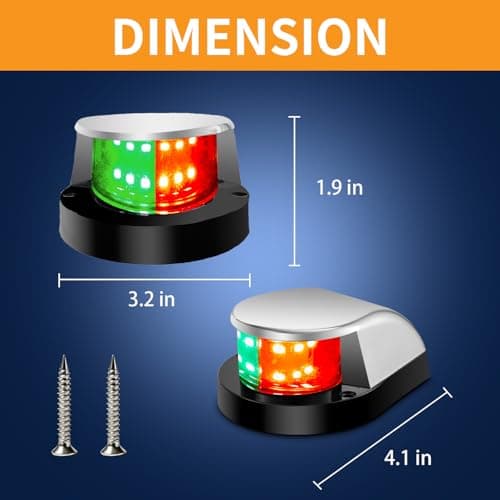Boat Navigation Lights, Navigation Lighting for Boats LED, IP67 Waterproof Boat Lights Bow and Stern, Rust-Resistant, Ideal for Pontoon, Skiff, Small Boats, and Yacht(2PCS Silver, Red and Green) - Thumbnail 2