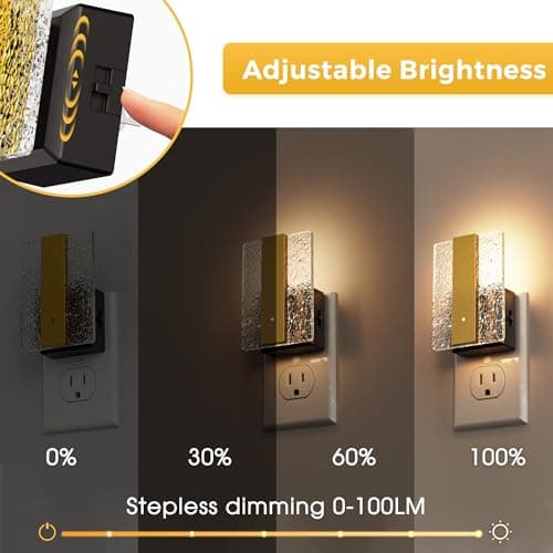 L LOHAS LED Night Lights Plug Into Wall, 2 Pack Night Light with Dusk-to-Dawn Sensor, Dimmable Decorative LED Nightlights, 0-100LM 3000K Adjustable Brightness for Bathroom, Hallway, Bedroom,Stairway - Thumbnail 2