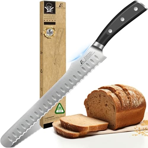 CoquusAid Bread Knife for Homemade Bread, 10.6 Inch Multifunction Serrated Knife, Razor Sharp Slicer, High Carbon German Steel Bread Cutter, Ergonomic Handle Design for Sourdough Turkey Fruit Cutting - Image 1