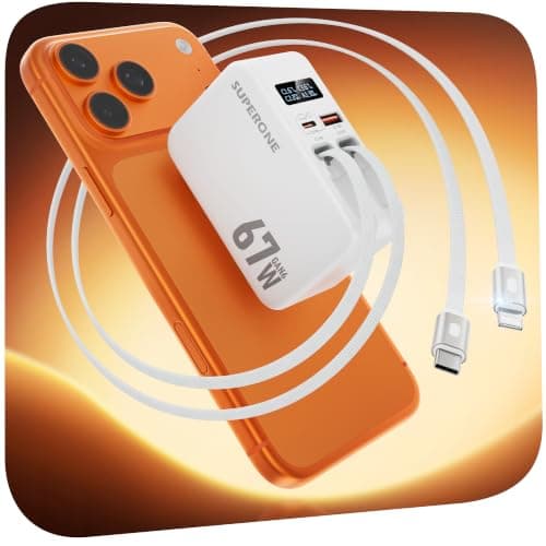 SUPERONE 67W Retractable Charger Fast Charging & Dual Nylon Braided Cables