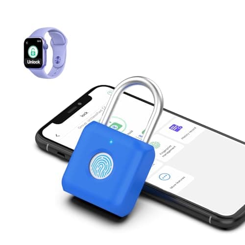Fingerprint Padlock eLinkSmart Gym Locker Lock for Boys with Phone App iOS Watch Metal Keyless Combination Locks for School Sports Locker Toolbox Hasp Storage Sapphire Blue - Image 1