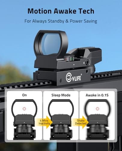 CVLIFE FoxSpook Motion Awake Multi Reticle Green & Red Dot Sight, Reflex Sight for Picatinny, Absolute Co-Witness Red Dot Optics Scope with 31×21mm Large Window - Thumbnail 2