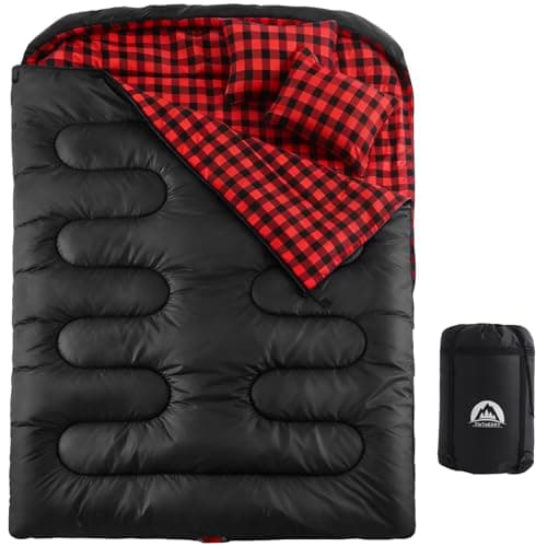 Swtmerry Double Sleeping Bag for Adults with 2 Pillows, Big & Tall Queen Size XL Sleeping Bag for 2 Person, Waterproof & Lightweight Warm for 3 Seasons, Cold Weather,Camping, Hiking & Backpacking - Image 1
