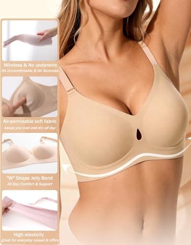 COOL CUTE Jelly Wireless Bras for Women Sexy Comfortable Bra Bralettes V Neck Spring Summer Fall Winter Clothes Apparel 2026 - Thumbnail 3