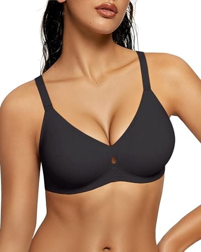 LetsJoli Black Bra Wireless Bras for Women No Underwire Seamless Support and All Day Comfort Tshirt Bras Early Fall Fashion(Black L) - Image 1