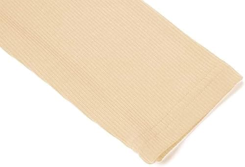 Women's Lettuce Trim Mock Neck Long Sleeve Slim Fit Ribbed Knit Tee Shirt Tops Apricot L - Thumbnail 5