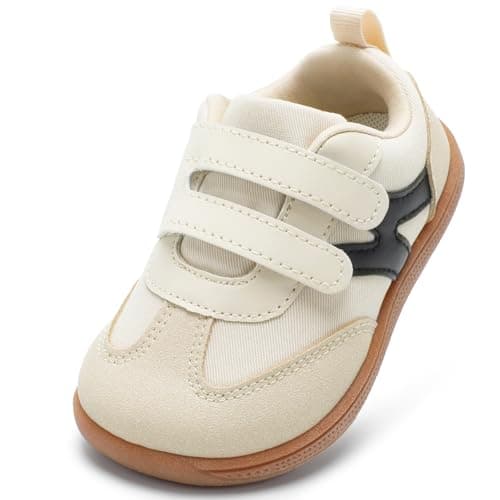 STQ KIDS Toddler Wide Toe Box Shoes Boys Barefoot Shoes Comfortable Kids Sneakers Non-Slip Zero Drop Walking Shoe Beige White Toddler 8 - Image 1