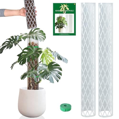 Sisher 2 Pack 16 Inch Plastic Moss Poles for Climbing Plants D Shaped Moss Pole Work with Sphagnum Moss Sticks for Indoor Plants, Moss Pole Monstera Plant Support,with Garden Ties - Image 1