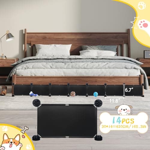 Under Couch Blockers for Pets, 6.7" Height-166 Length in Total Couch Blockers, Keep Dogs Off Couch Sofa, Durable Detachable Under Couch Toy Blocker with Strong Tape, Black - Thumbnail 4