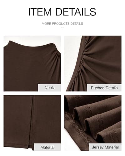 BTFBM Women Bodycon Maxi Dress Long Sleeve Back Slit Ruched Elegant Party Cocktail Formal Fall Wedding Guest Dresses(Brown, Medium) - Thumbnail 6