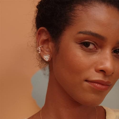 Fettero Gold Earrings for Women Delicate Dainty Earrings | 14K Gold Plated Stud Earrings Trendy Handmade Butterfly, Spike Heart, Flower, Cross, Evil Eye Stud Earrings Ligthweight Hypoallergenic - Thumbnail 2