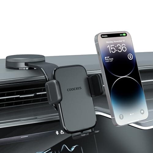 COOEXES Car Phone Holder, 360°Rotation Vacuum Suction Cup Phone Mount - 108LBS Nano Gel for Car, Bendable Arm & One-Hand Release, Truck Phone Holder for iPhone 17 Pro Max Samsung Android