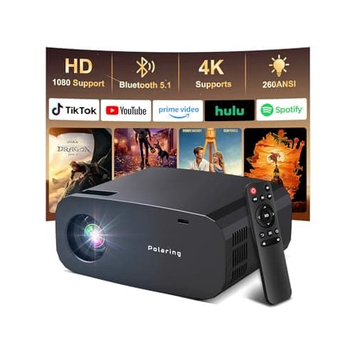 Mini Projector with WiFi and Bluetooth,4K 1080P Support Portable Projector,Built-in Apps,Android 13,Auto Keystone Correction,260 ANSI,32"-150"Screen Movie Video Projector for Indoor/Outdoor