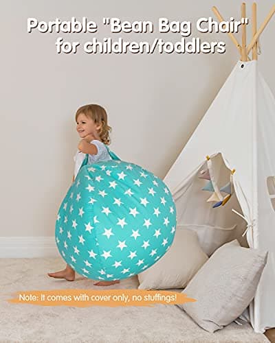 Aubliss Stuffed Animal Bean Bag Storage Chair (Aqua Star, Large (38'')) - Thumbnail 5