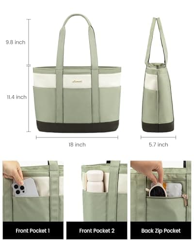 LOVEVOOK Travel Tote Bag for Women Green&White Small - Thumbnail 6