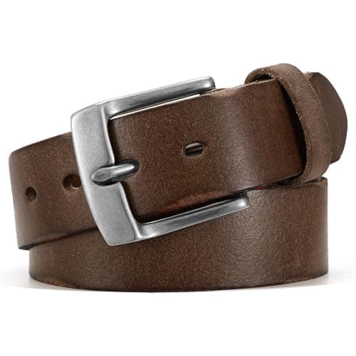 OZNDAS Mens Belts Leather, Thicken Full Grain Leather Belt Heavy Duty for Work, Real Handmade Italian Cowhide with Gift Box - Image 1