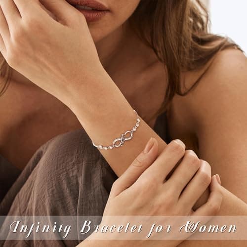 BAYLAY Gigi Gifts for Grandma, Infinity Bracelets for Women 18K Plated Dainty Silver Infinity Bracelet Cute CZ Bracelet for Women Silver Jewelry Gifts for Gigi - Thumbnail 2