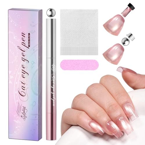 GELLAKTIK One-Step Cat Eye Gel Nail Pen, 7-in-1 Magnetic Polish with Detachable Magnet (Snaps onto Tip), No Base/Top Needed, Twist Precision & Vitamin E Formula, Salon Cat Eye at Home (Peach Fizz) - Image 1
