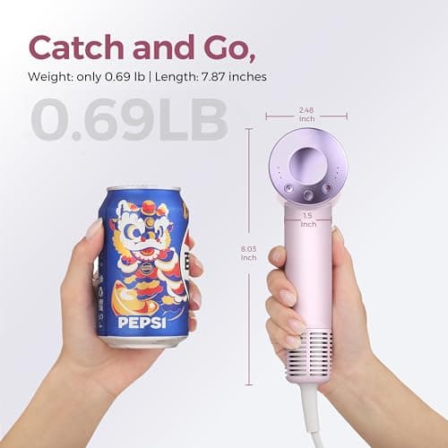 Dual Voltage Hair Dryer for Worldwide Travel, High-Speed Blow Dryer for 5X Faster Drying, 200M Negative Ions, 0.69lb Portable Travel Hair Dryer for Salon Results at Home & Abroad S4AT (Purple) - Thumbnail 5