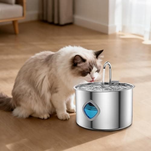 Cat Water Fountain Stainless Steel, 108oz/3.2L Automatic Pet Fountain with Multi-Filtration System, Ultra-Quiet Pump (<25dB), Water Level Window & Easy Clean - Image 1