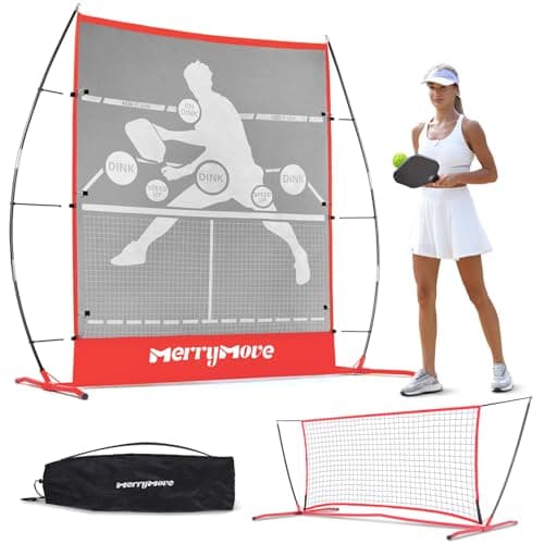 MerryMove Pickleball Practice Rebounder Net: Portable Pickleball Rebounder or 6ft Mini Pickleball Net for Indoor Outdoor - 2in1 Pickleball Trainer for Dink Volley Training (Red) - Image 1