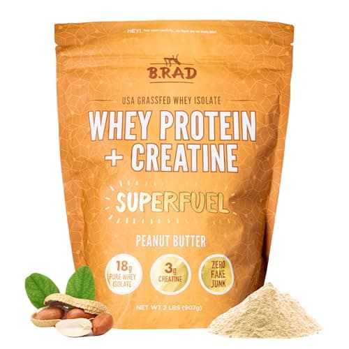 B.rad Superfuel - Grass Fed Whey Protein Isolate Boosted with Creatine | Farm-Fresh, Easy-to-Digest, Clean Ingredients | 2 Pounds | 100% USA Sourced | Peanut Butter - Image 1