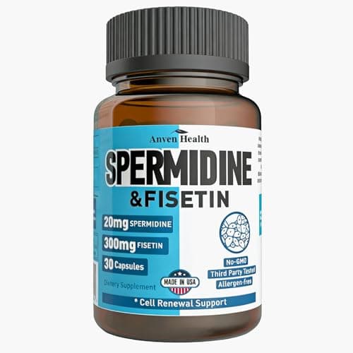Spermidine & Fisetin Supplement - 20mg of 99% Spermidine Per Serving, 3HCL & 300mg Fisetin for Women Men Cell Renewal, Aging Defense & Longevity, Gluten Free, Non-GMO, Made in USA | 30 Veggie Caps - Image 1