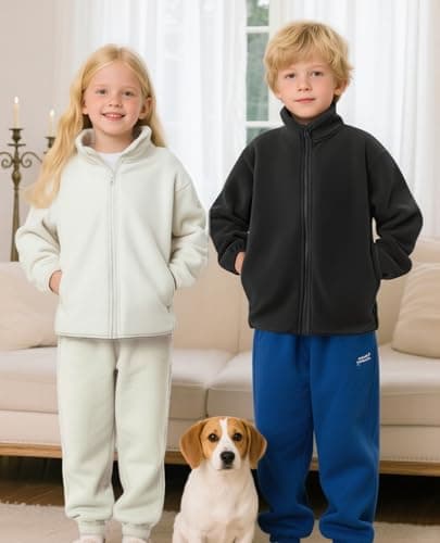 Balabala Girls Spring Coat Toddler Fleece Jacket Boys Girls Long Sleeve Full Zip Coat Comfy Casual Jacket with Pockets - Thumbnail 2