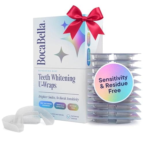 Boca Bella Teeth Whitening U-Wraps – 10 Treatments – 15% Hydrogen Peroxide, Enamel-Safe, No Harsh Sensitivity – Patented Strip Design with Aloe, Calendula & Peppermint – Fast, Even Whitening - Image 1