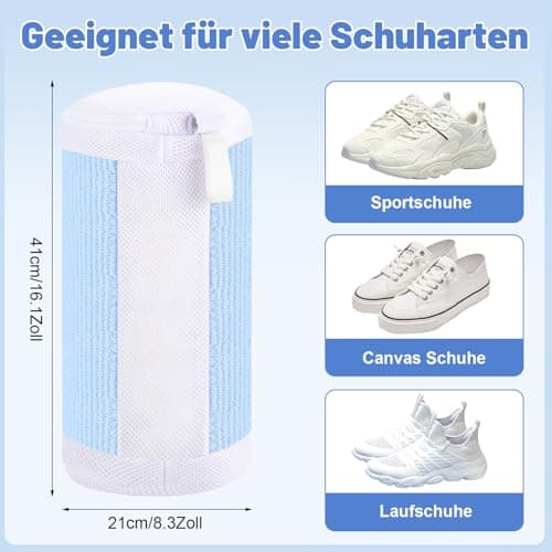 Dntorx Shoe Washing Machine Bags, 2 PCS Reusable Blue+White Chenille Laundry Bags for Washing Machine, 360 Wrap-Around Clean Shoe Laundry Bags with Hidden Zipper - Thumbnail 2
