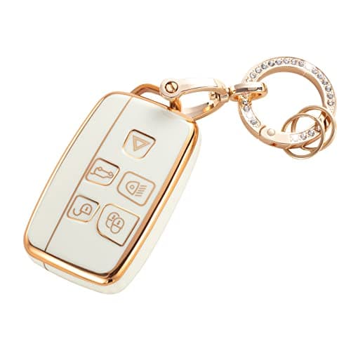 RUABIBAN Key Fob Cover Compatible with Land Rover Jaguar, TPU Key Case Protection Shell Fit for Evoque Velar Sport Discovery Freelander2 LR4 Sport Jaguar XF XJ XE F-PACE F-Type - Image 1
