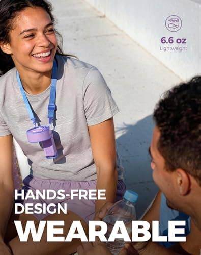 Diveblues Portable Turbo Fan, 7.4m/s High Speed Handheld Fan, 180° Foldable 4-in-1 Personal Neck Fan with Carabiner Clip, 100 Speed Stepless Control, USB-C Rechargeable for Travel, Makeup Hot Flashes - Thumbnail 5