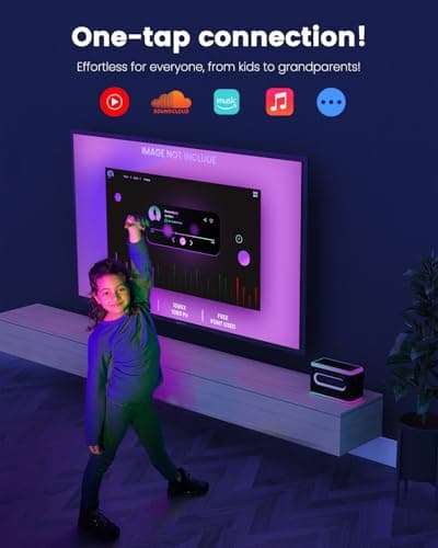 Karaoke Machine for Adults & Kids, Portable 60W Speaker, Rechargeable Wireless Microphones, Music Sync LED Lights for Party Holidays Teenagers, Black - Thumbnail 4