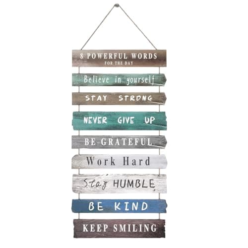 VDOR Motivational Office Wall Decor: Hanging Composite Wood Quote Sign with 8 Positive Affirmations for Cubicle & Workspace Walls - Helps Office Workers Stay Focused & Boost Morale - Image 1