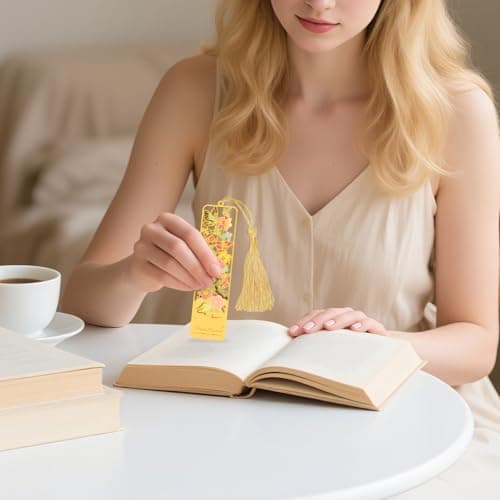 HOMTEK 3pcs Metal Flower Bookmarks with Tassel, Flower Theme Book Marks for Reading Women, Cute Book Markers for Book Lovers Writers Readers Children Teens Men Women Adults(Style B) - Thumbnail 5