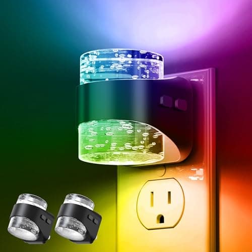 L LOHAS LED Night Light, RGB Bubble Night Lights Plug into Wall, 2 Pack 10-Color Change Night Light,Dimmable Nightlights with Dusk to Dawn Sensor for Rooms Bathroom Hallway - Image 1