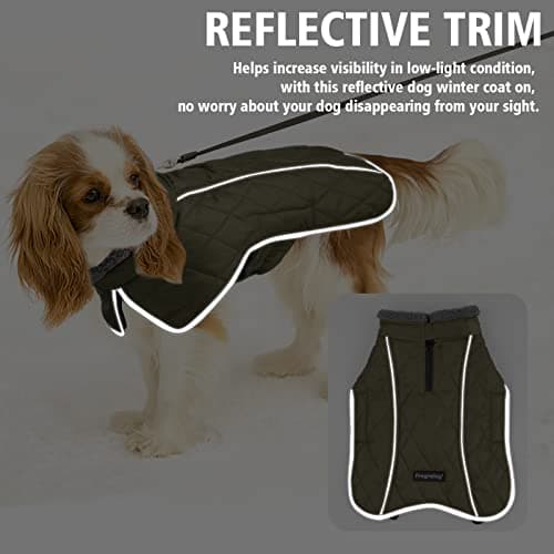 Fragralley Dog Coat Large, Waterproof Dog Jacket with Warm Fleece Lining, Adjustable Reflective Dogs Winter Coat, Turtleneck Pet Coats for Cold Weather (ArmyGreen XXXL) - Thumbnail 6